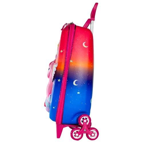 Mala Infantil Barbie Pegasus 3D Multicolorida Resistente Leve Viagem Escolar Rodinhas Divertida