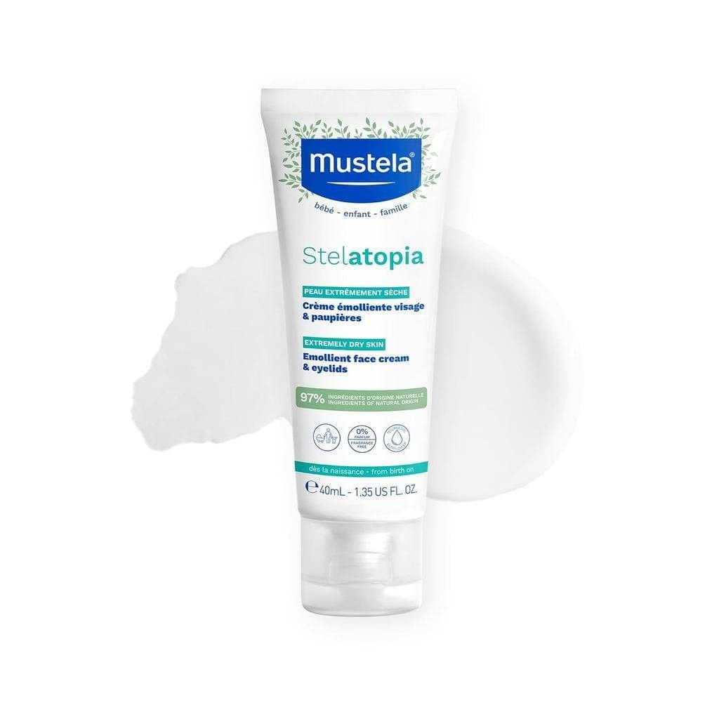 Creme Hidratante para Bebês Mustela Stelatopia, adequado para bebês com tendência a eczema, contém óleo de abacate e óle
