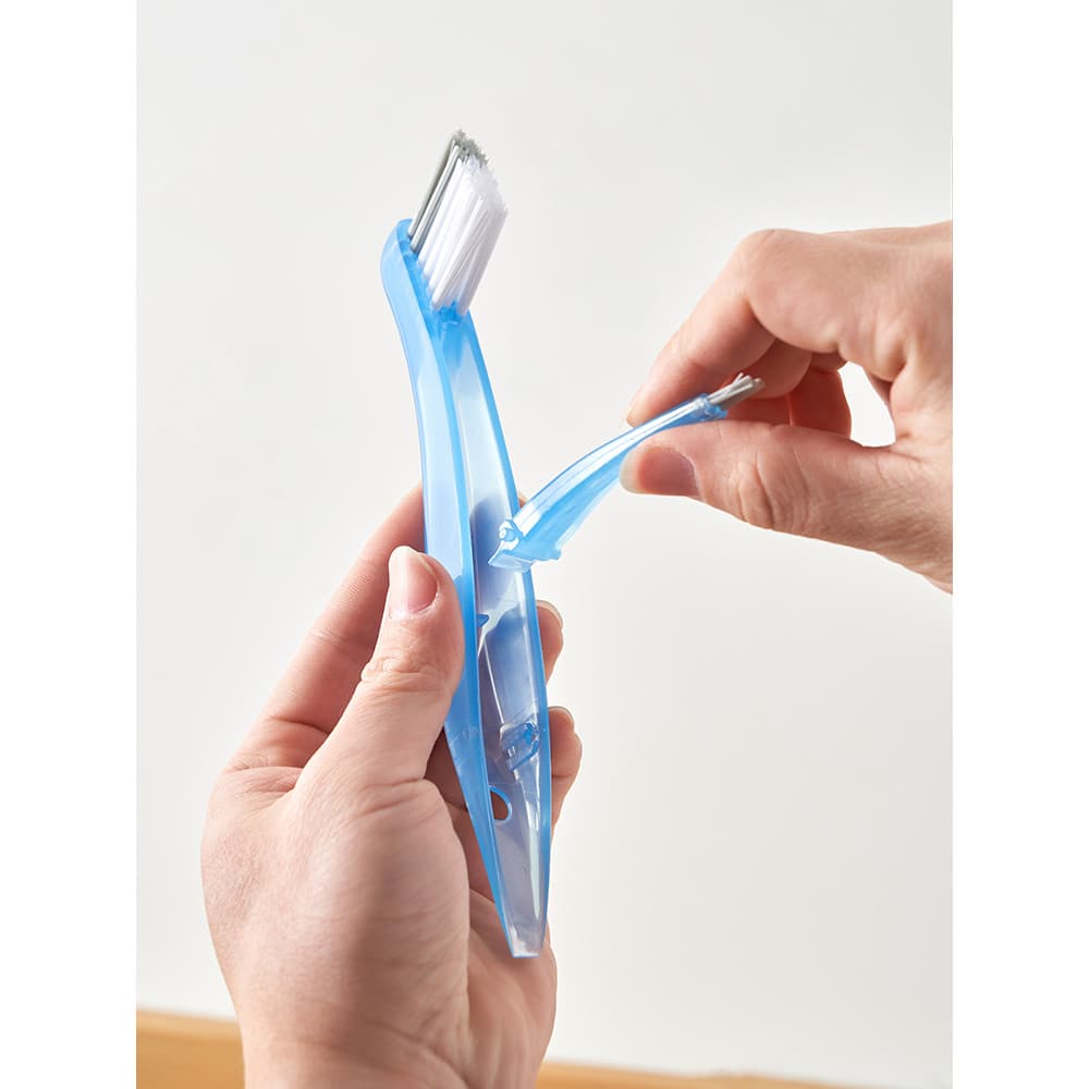 Escova de limpeza multiuso de três cabeças estilo japonês, escova de Nylon para fogão a gás de cozinha com raspador de d
