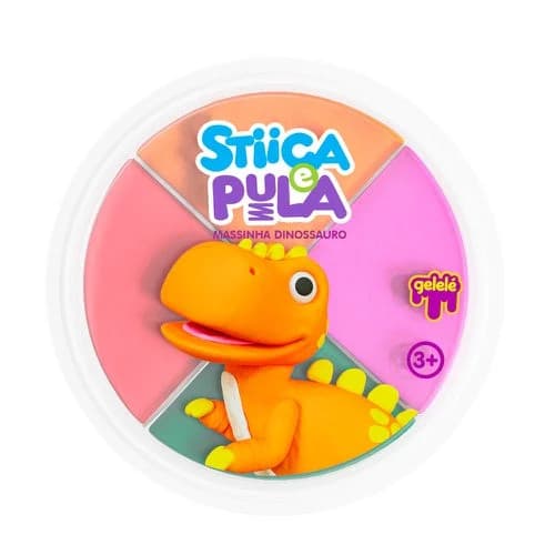 MASSA PARA MODELAR CRIATIVA STICA E PULA DINO 4CORES