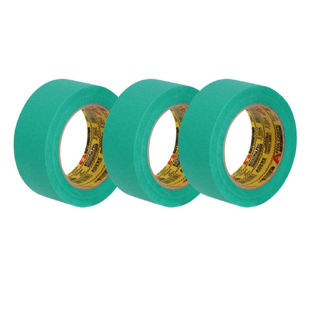 KIT 3 FITA CREPE VERDE 48X50M AUTOMOTIVA LARGA MASCARAMENTO