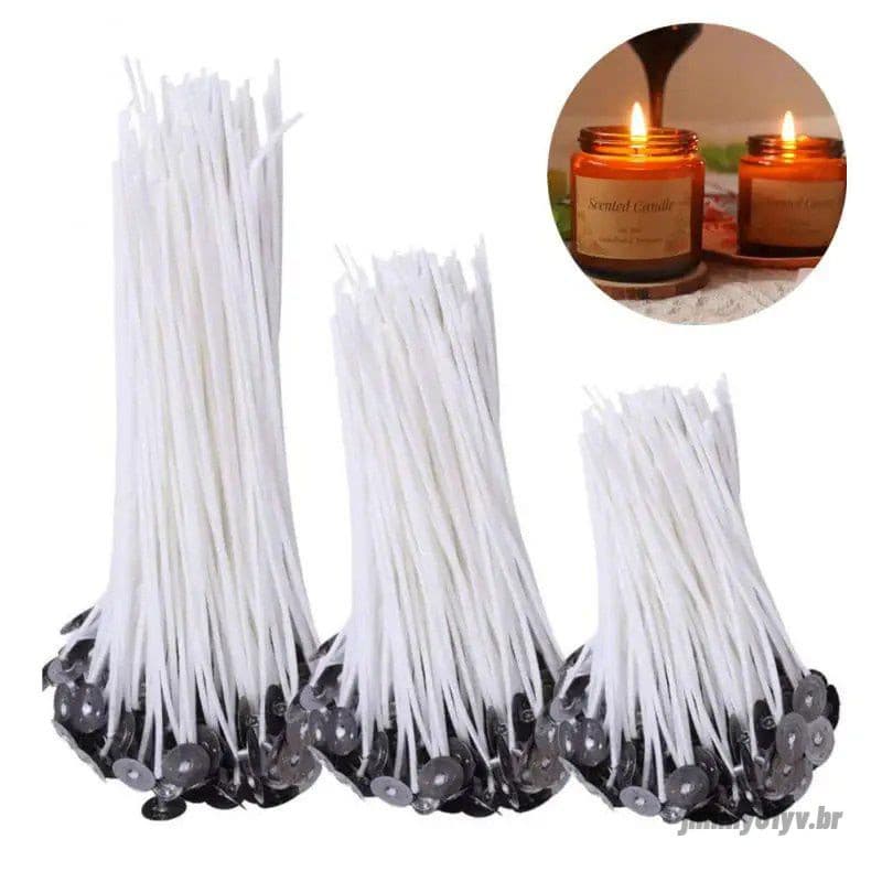 Conjunto De Pavios De Velas De Algodão Encerado De 100pcs 2,5/4/5/6/7CM Acessórios Vários Tamanhos