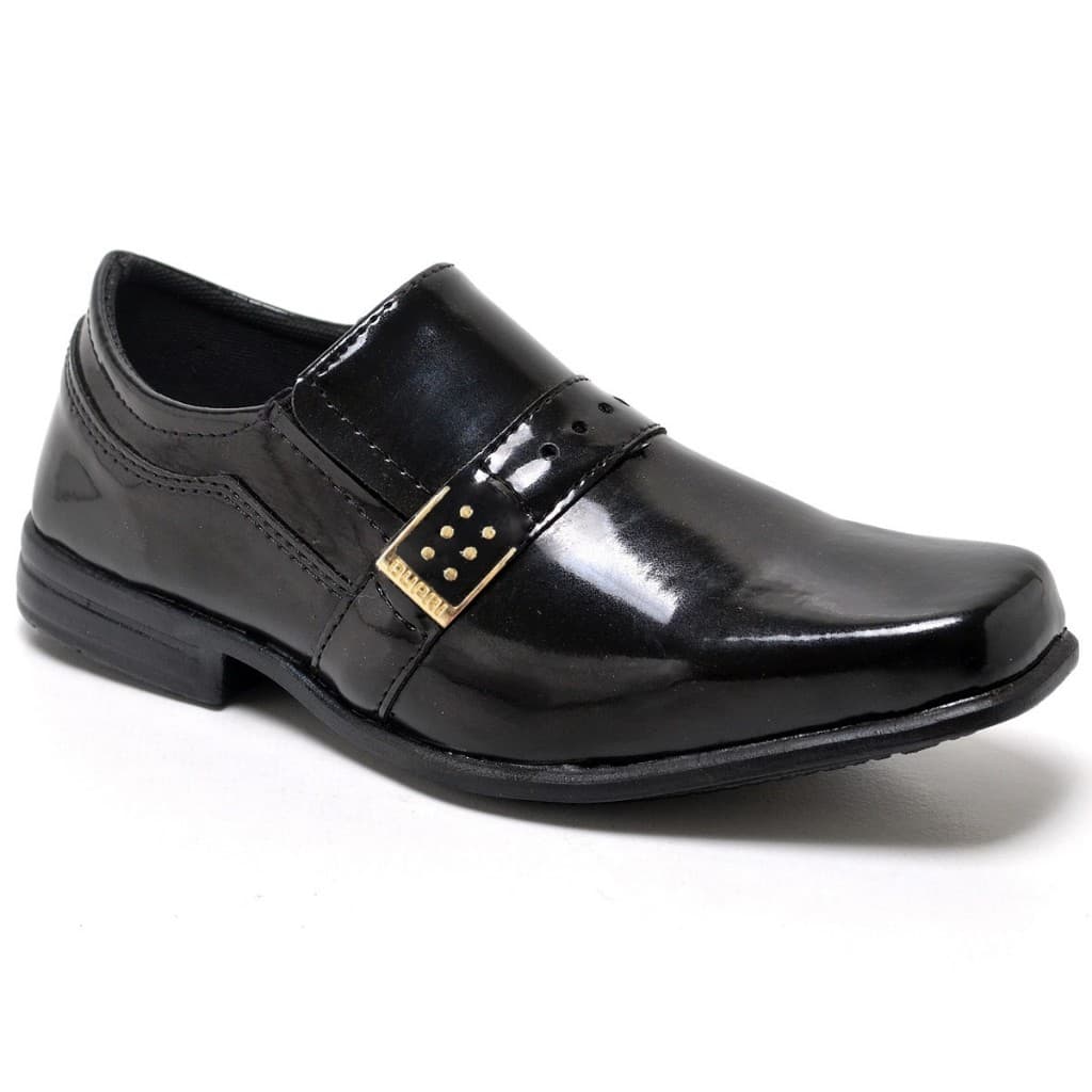 Sapato Social Infantil Masculino Verniz Preto Pajem Casamento Batizado (24 ao 36)