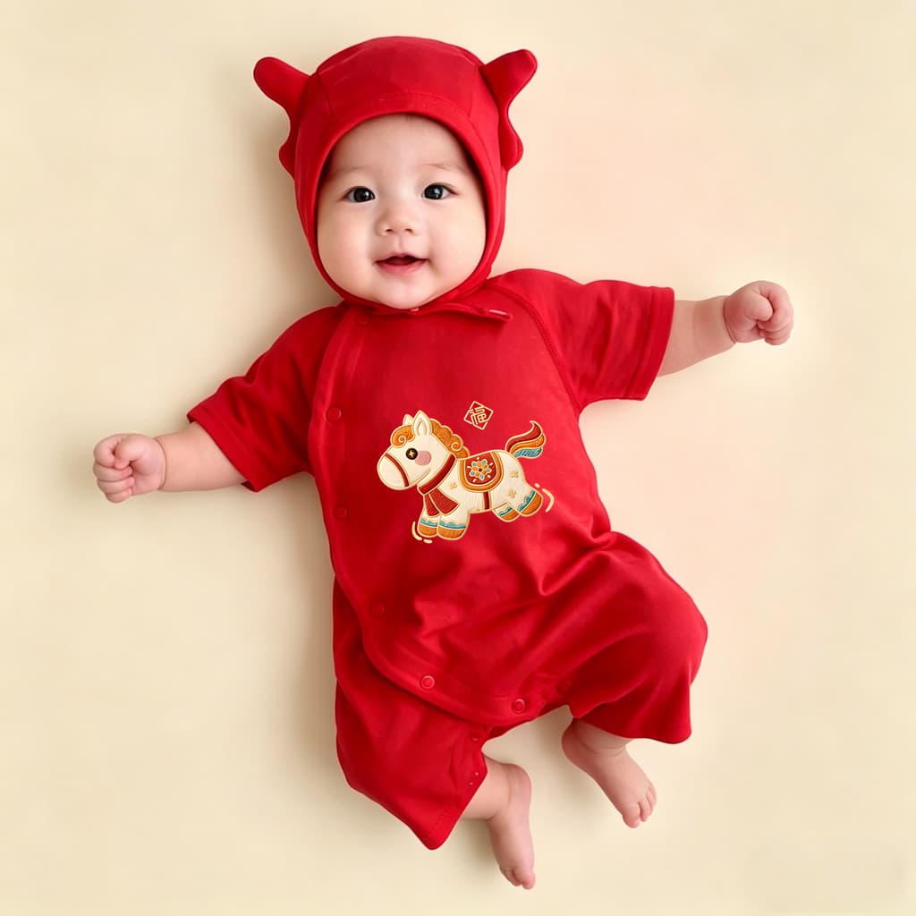 Bebê recém-nascido roupas de verão estilo fino menino ano do cavalo mês inteiro banquete cem dias de idade bebê verão ma