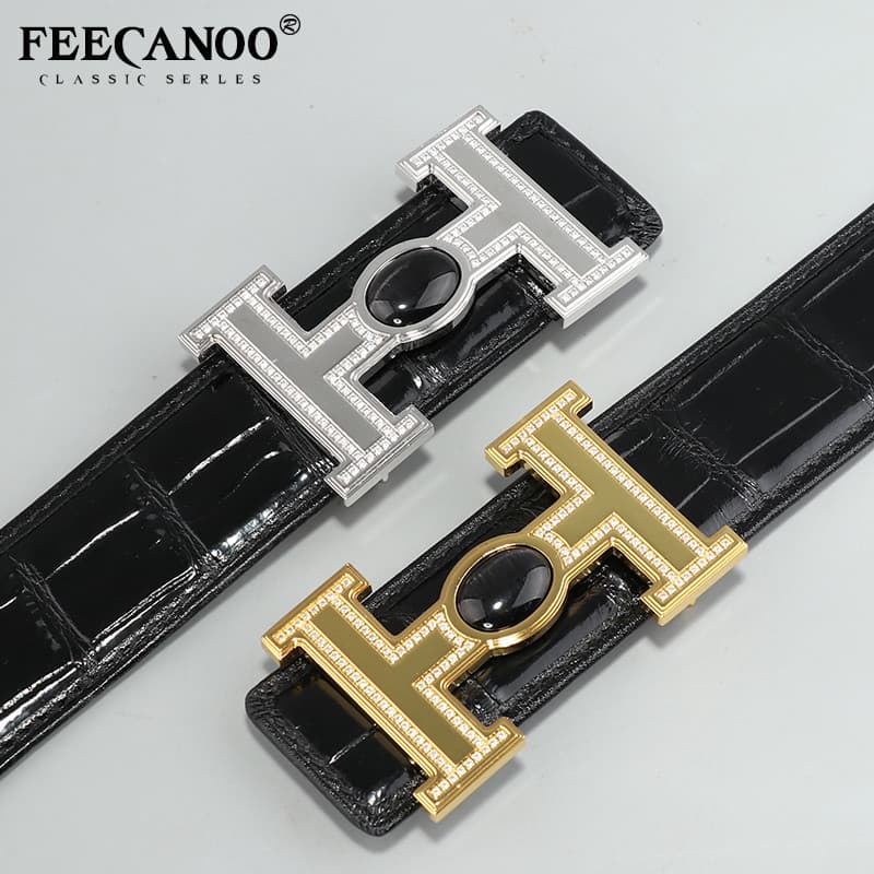 Novo High-End cinto de couro de crocodilo masculino negócios calças casuais cinto luz luxo masculino couro genuíno cinto