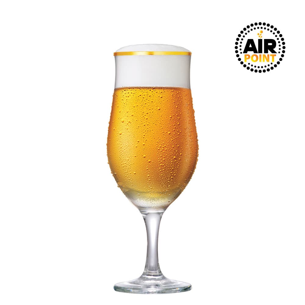 Taças de Vidro Berlin Air Point Filete Ouro Cerveja 330ml 2 Peças