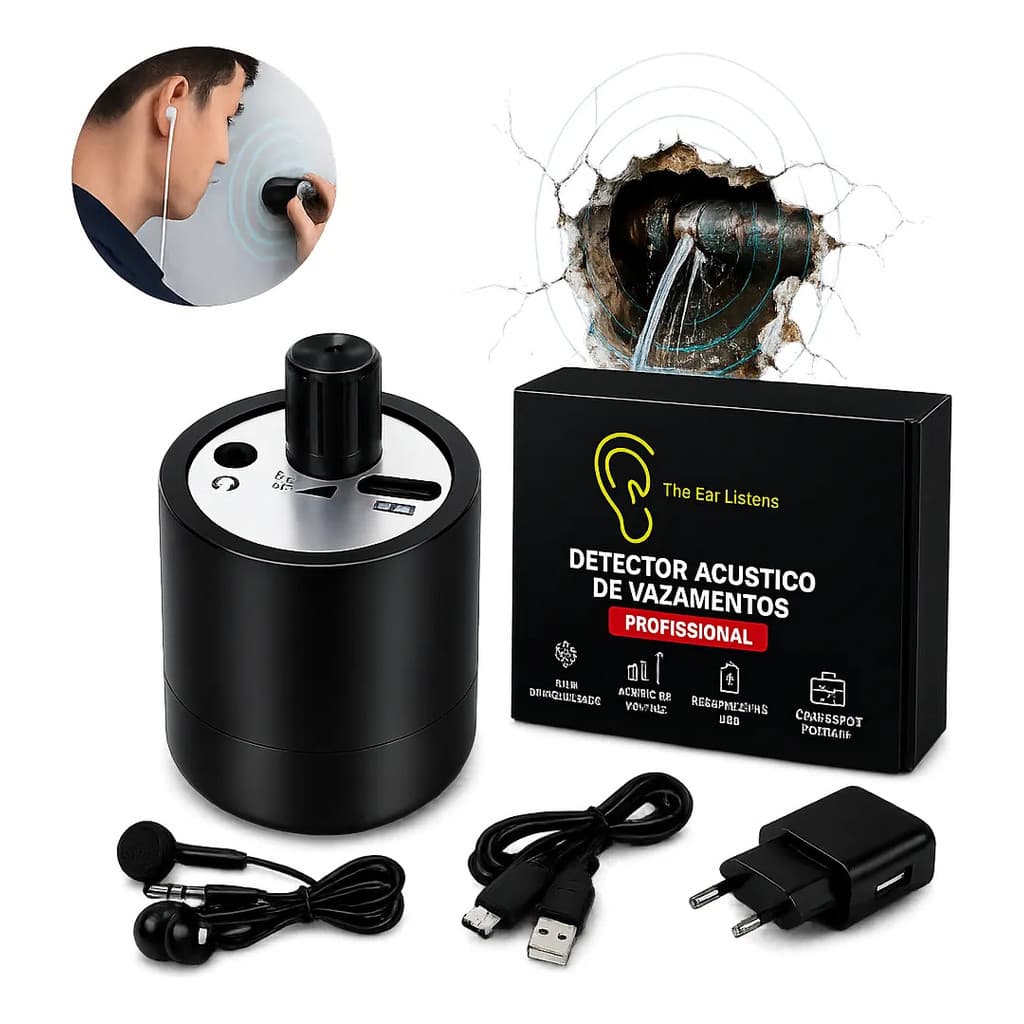 Detector Vazamento Água Profissional Sem Quebrar Piso Parede Sensor Acústico Geofone Alta Precisão Digital