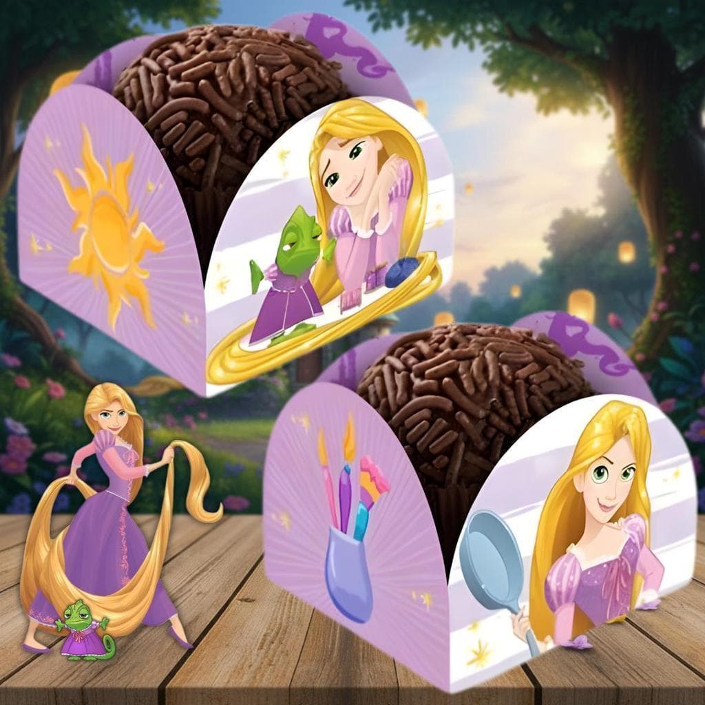 Porta Forminha para Doces Rapunzel Princesa Disney Festa Infantil 50 a 250 Unidades