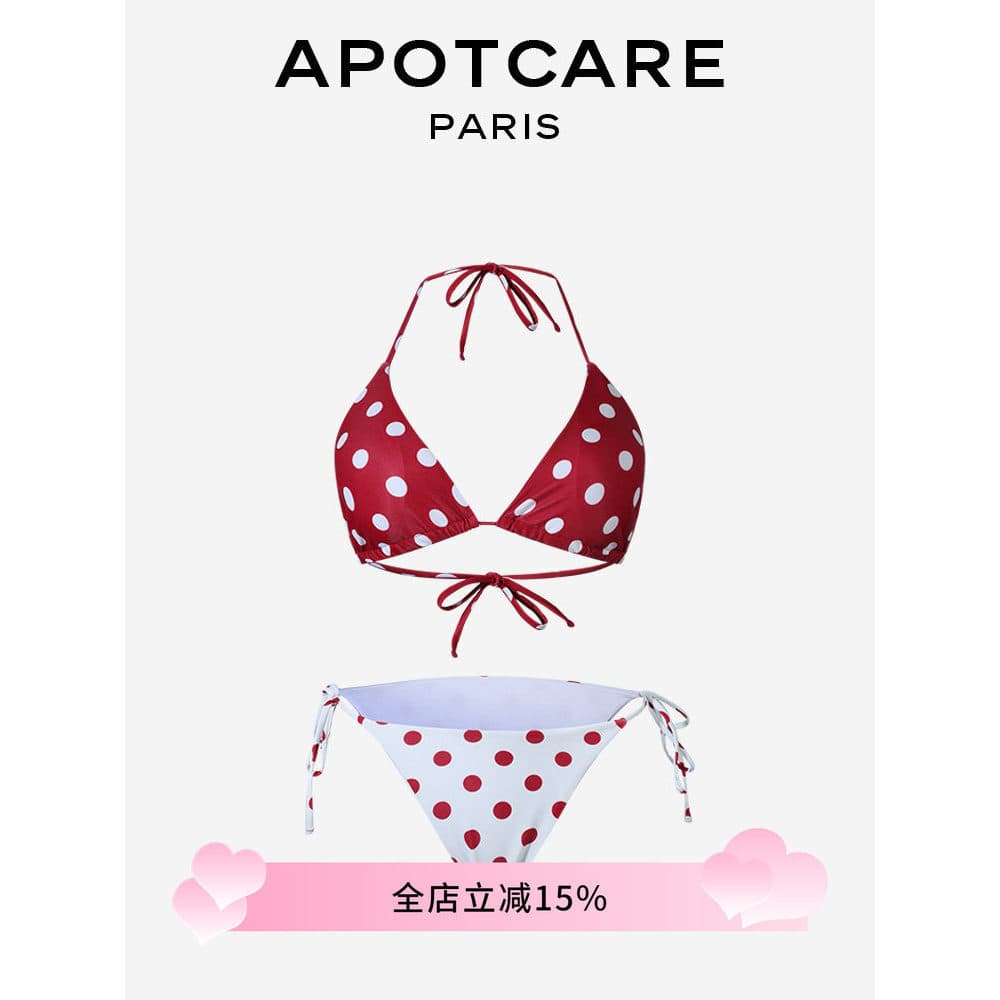 Francês APOTCARE puro desejo contraste cor vermelho bolinhas piscina foto primavera quente dividir biquíni maiô menina q