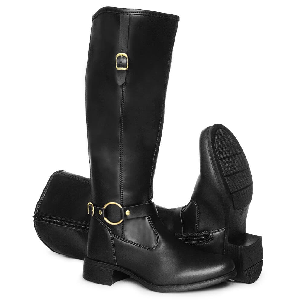 Bota Montaria Feminina Preto com Solado Antiderrapante Bota Versatil