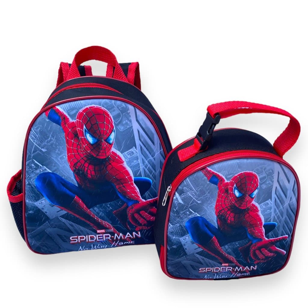 Kit Mochila Escolar Infantil Homem-Aranha + Lancheira Térmica Spider-Man No Way Home Resistente Menino Volta às Aulas