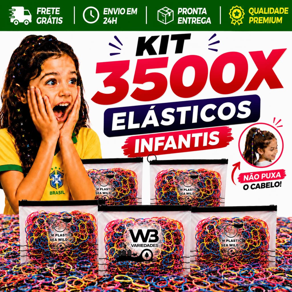 Combo 3500 Elásticos de Cabelo Liguinha Infantil Feminino com Necessaire Envio Imediato