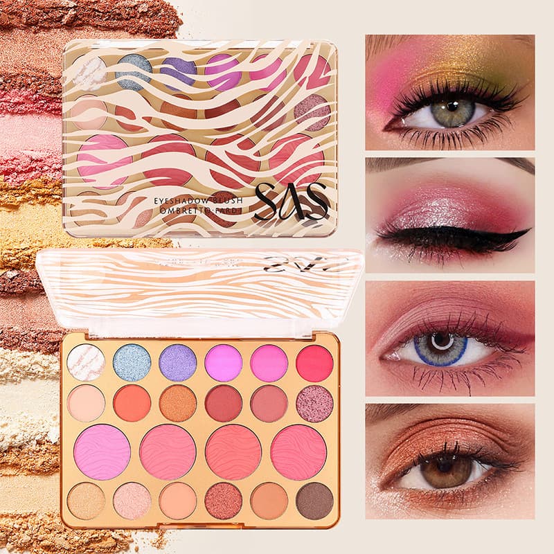 USHAS Paleta de sombras europeias americanas foscas peroladas Flash fino à prova d'água de longa duração Blush multiuso