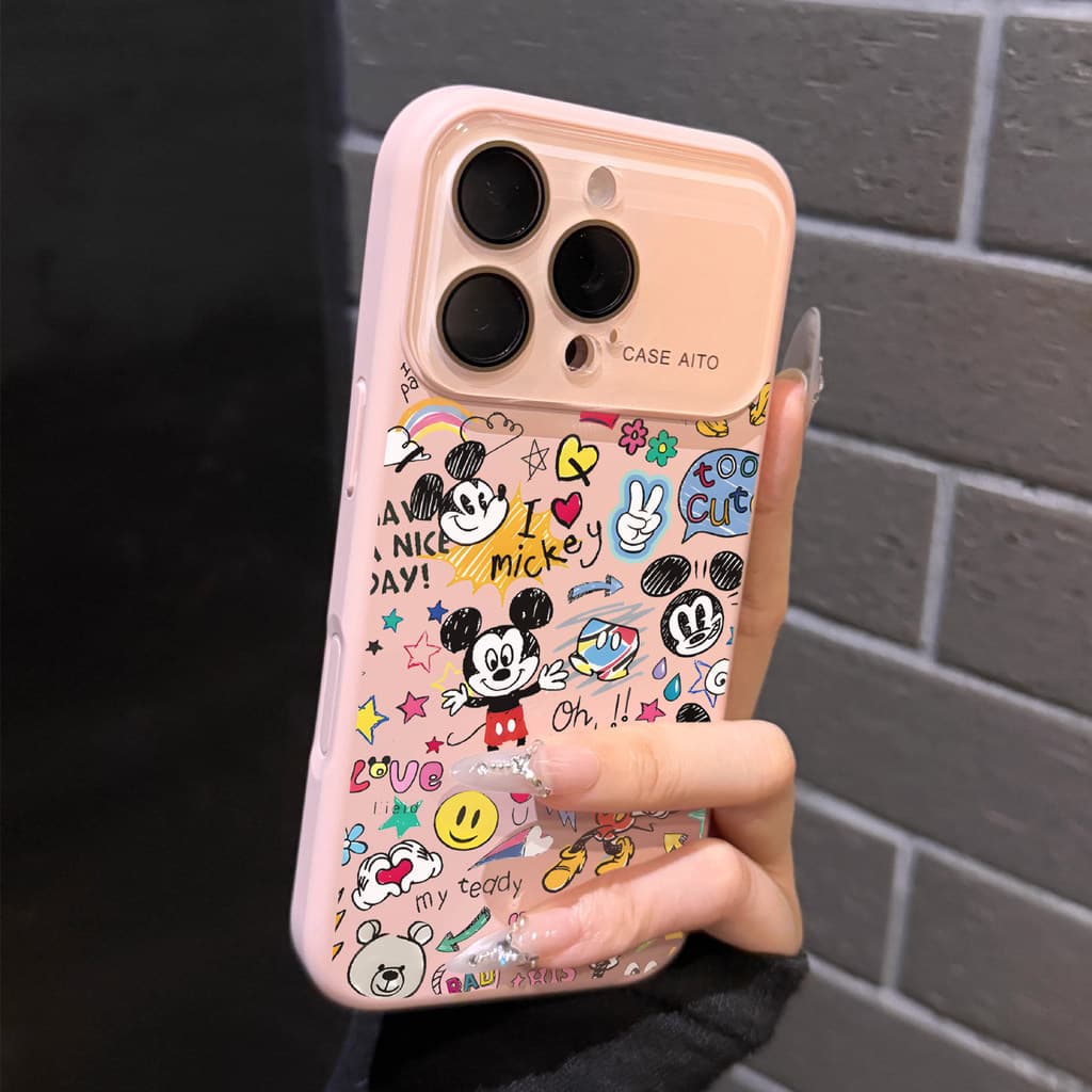 Adequado para Apple 17promax nova capa de telefone 16pro Graffiti Mickey Mouse iphone15 feminino 14