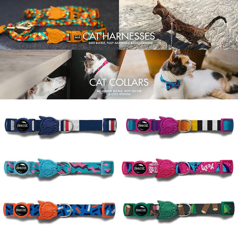 Zeecat coleira de gato Street Wear fivela de segurança para animais de estimação coleira de gato ajustável colar Anti-su