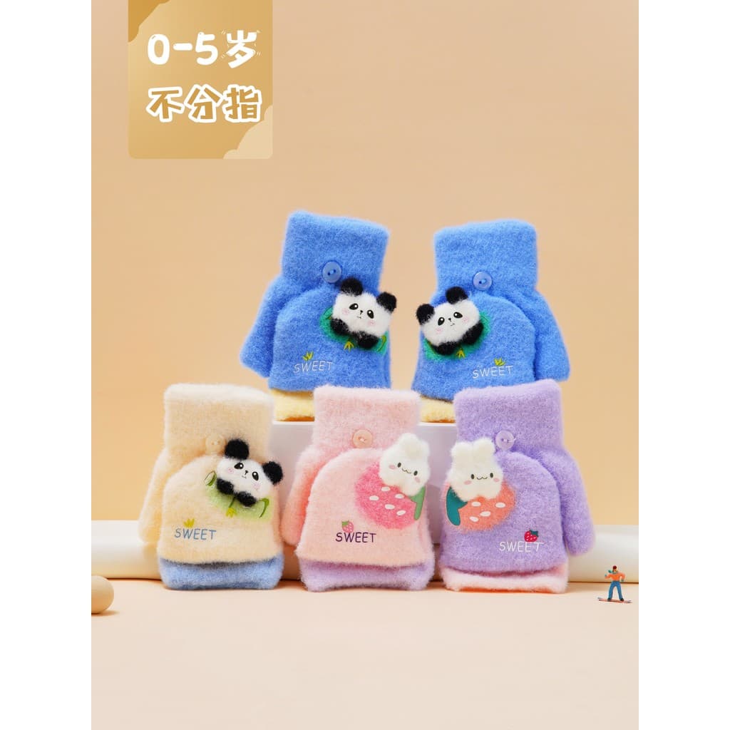 Luvas de bebê inverno meio dedo Flip sem dedos estilo fino independente de dedo 4-5 anos de idade meninos meninas crianç