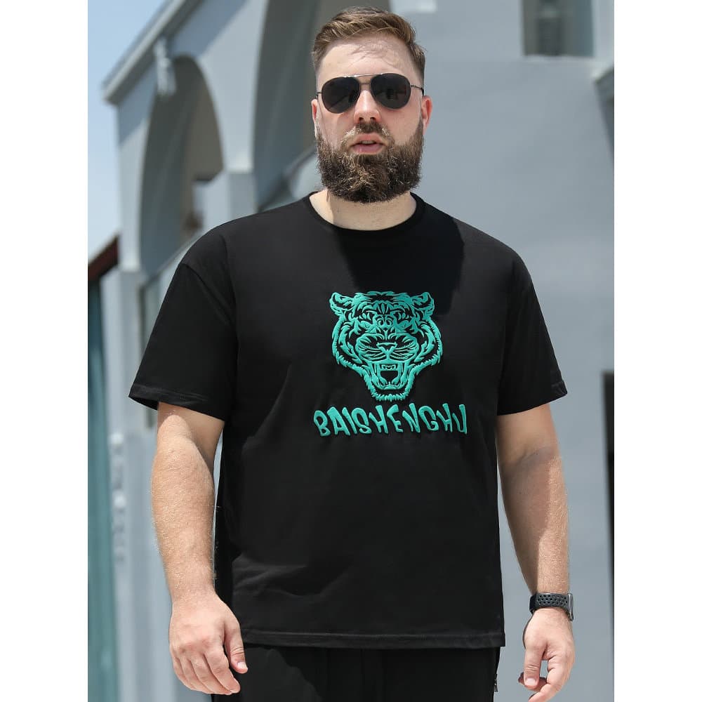 Baisheng Fox plus Size roupas masculinas verão Casual simples gordura masculina de manga curta mais gordura Extra grande