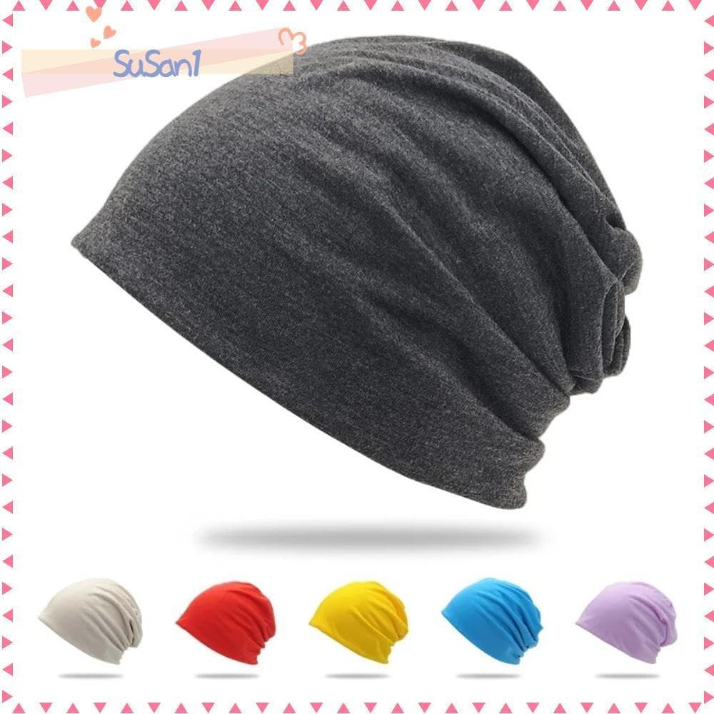 LUCKY-SUSAN1 Gorro Desleixado , De Malha De Algodão Macio Hip-Hop , Boné De Corrida Elástico De Cor Sólida
