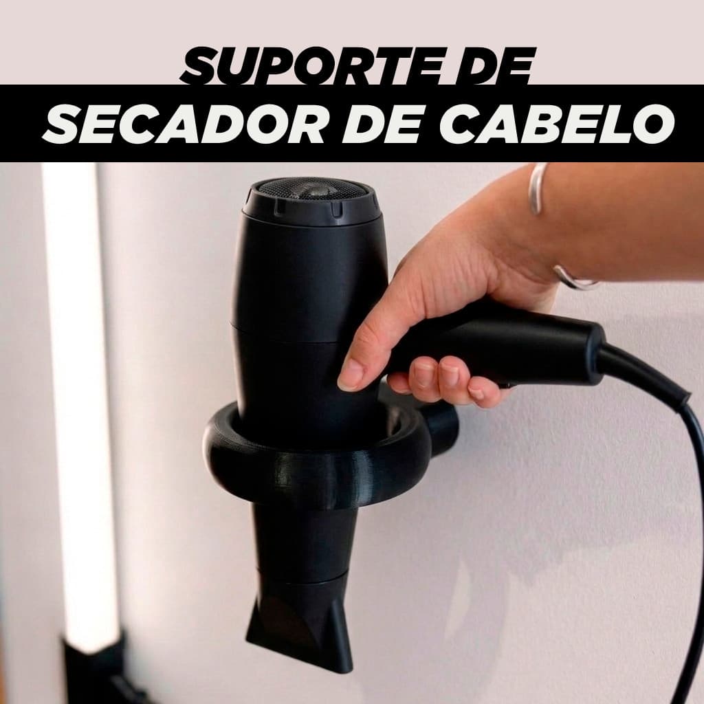 Suporte de Parede Organizador para Secador de Cabelo - Estrutura Reforçada Alta Durabilidade