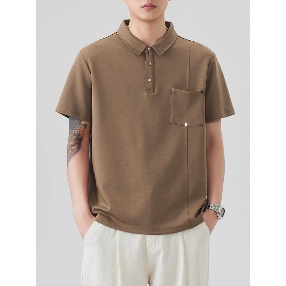 2026 novo estilo lapela camisa POLO masculina de manga curta Design solto Casual camiseta verão Modal chumbo topo
