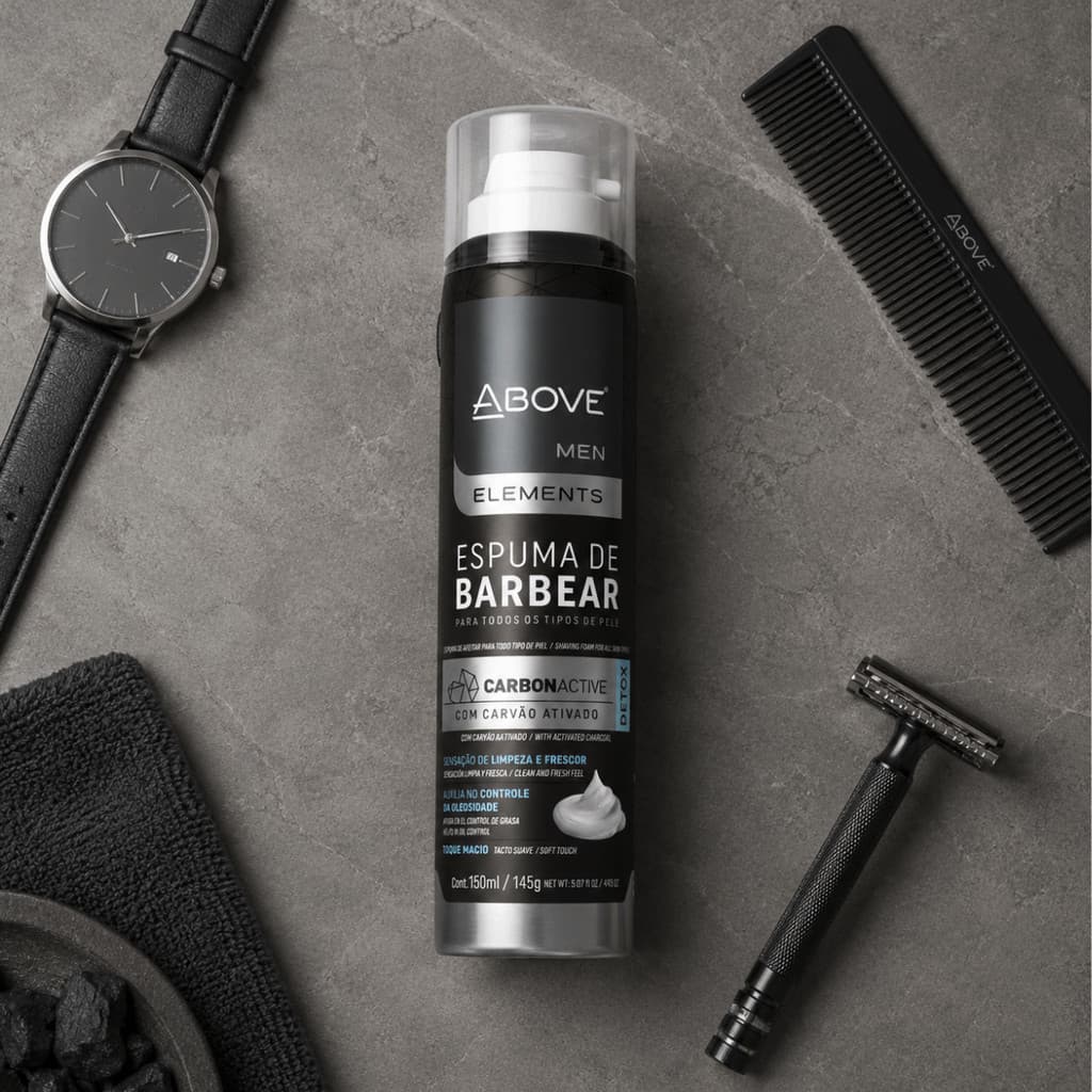 Espuma de Barbear Above Men Carbon Active Detox 150ml Carvão Ativado
