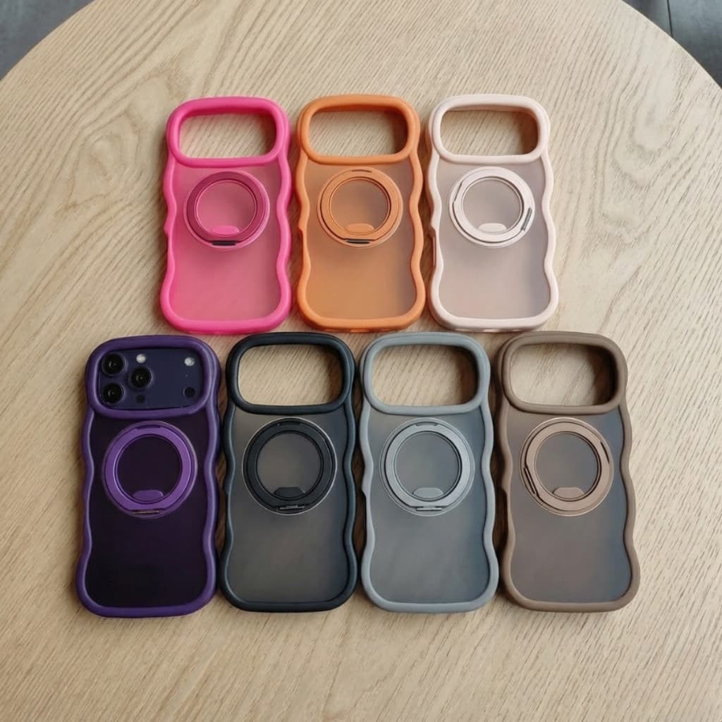 Capa Capinha iPhone Borda Ondulada Suporte Magnético Giratório 360