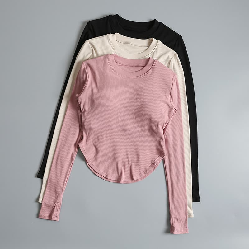 Com almofada no peito roupas de Yoga feminino 2026 novo estilo primavera outono esportes de manga comprida profissional