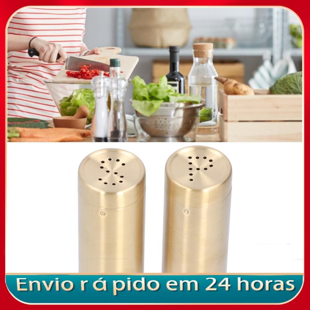 Nicegadget-BR Frasco de aço inoxidável para tempero, sal e pimenta, ferramenta de cozinha para cozinhar em casa