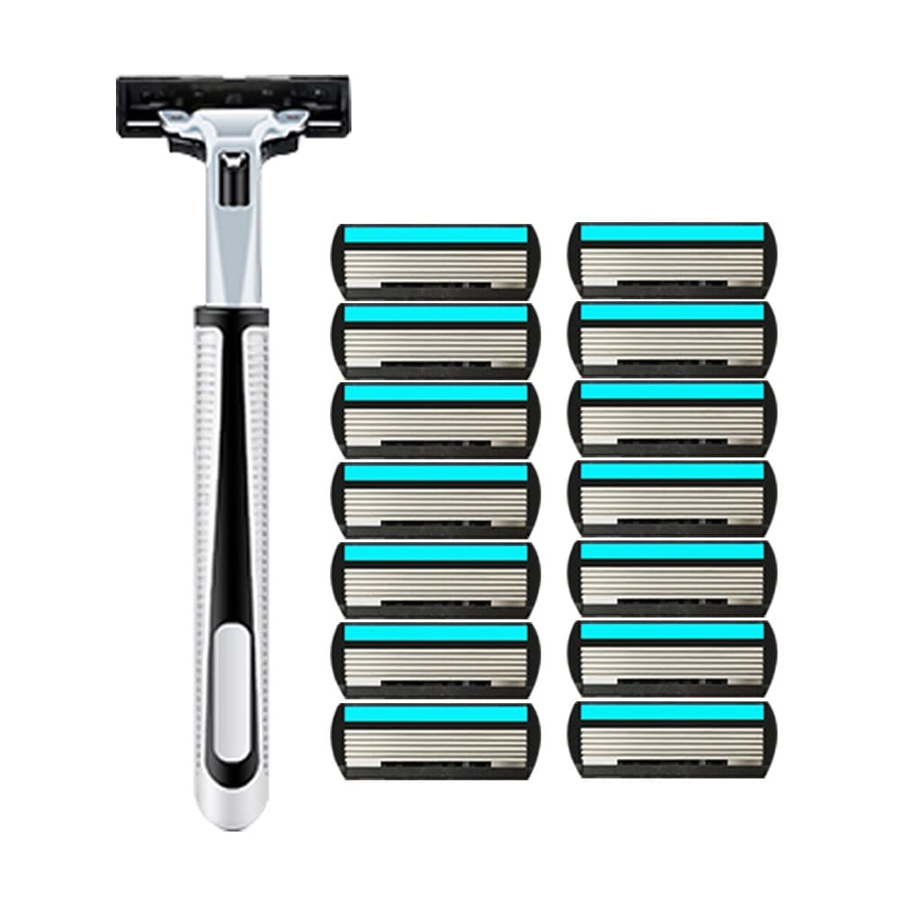 Lâmina de barbear importada de 6 camadas, cabeça de barbear, suporte de faca de barba, navalha Manual masculina, oficial