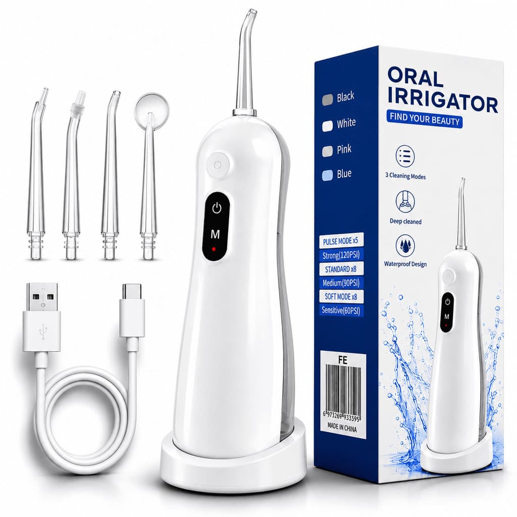 Irrigador Oral Elétrico Fio Dental 300ml 3 Modos De Limpeza Jato De Água Portátil Limpador De Língua Odonto Clareador