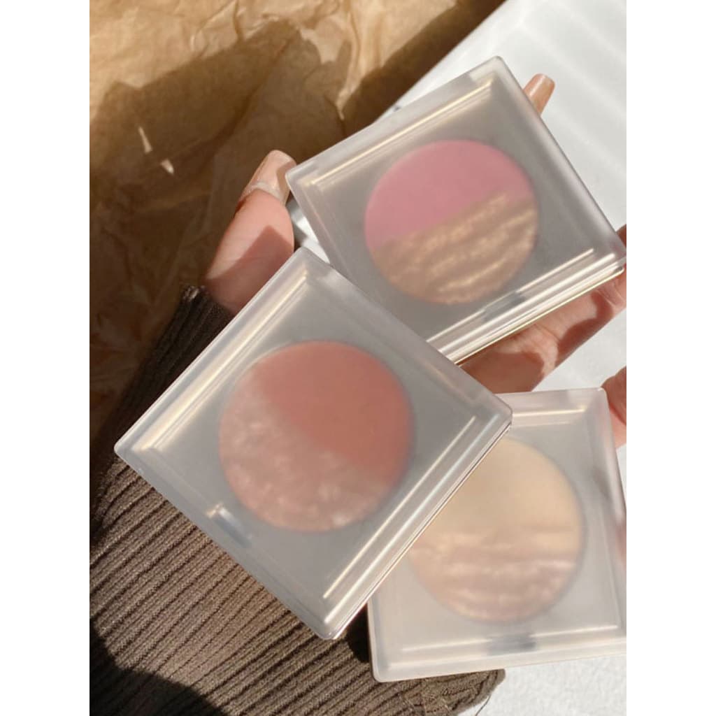 Blush de contorno de disco alto de duas cores integrado perolado tridimensional Natural de longa duração brilho de vaca