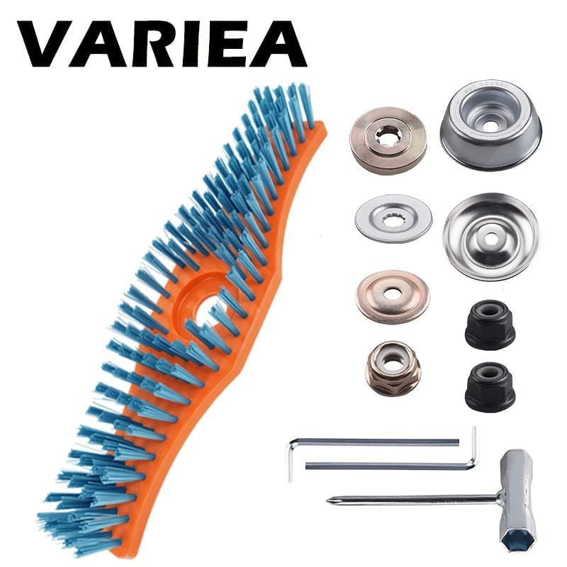 Escova de limpeza para cortador de grama VARIEA-40cm, furo de montagem de 3cm, equipada com 11 ferramentas de instalação