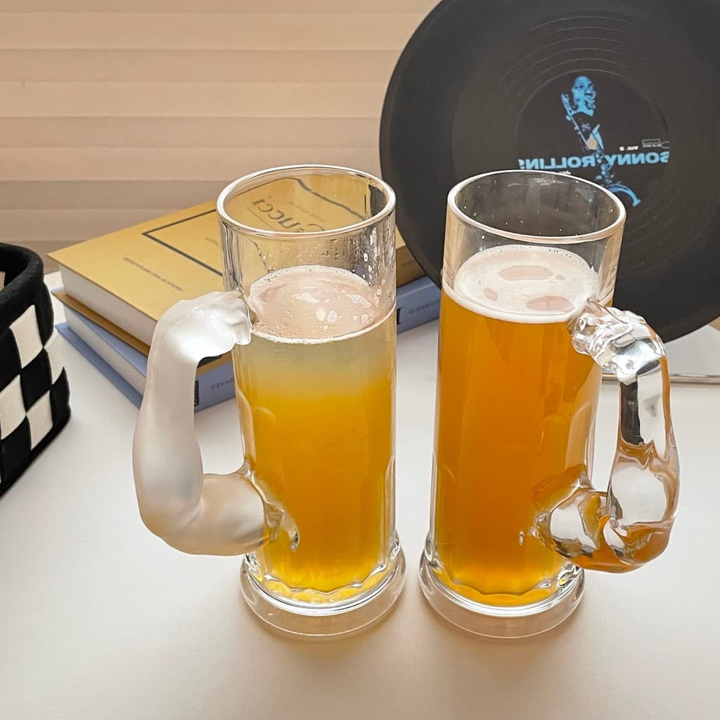 Copo de cerveja Hercules com alça, copo de suco de grande capacidade, vidro muscular de alto valor, copo de água artesan