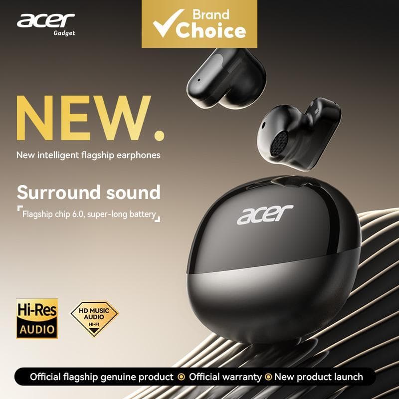 Acer OHR628 Fones De Ouvido Bluetooth TWS Intra-Auriculares Bateria Longa Tipo-C Para Música Uso Diário Viagem Deslocame