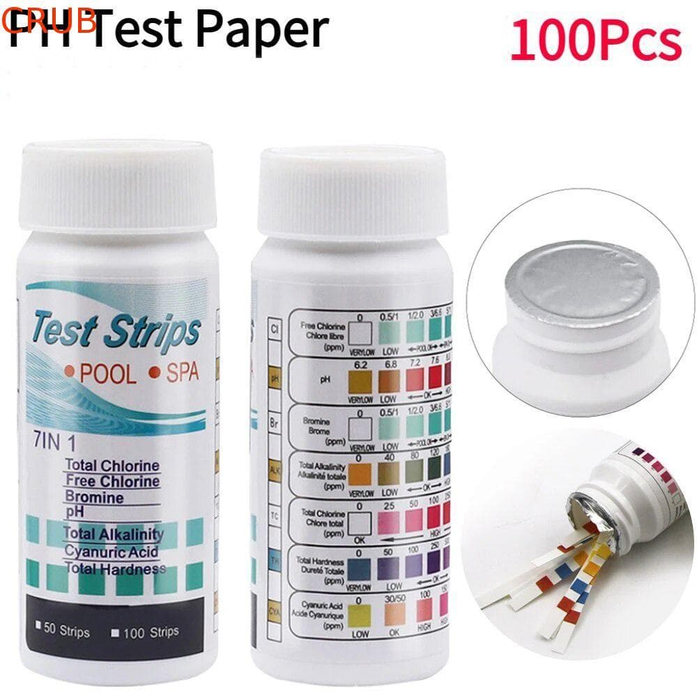 100 Unidades De Tiras De Teste De Piscina , Tira Conveniente De Qualidade Da Água De Alta Sensibilidade , 7 Em 1