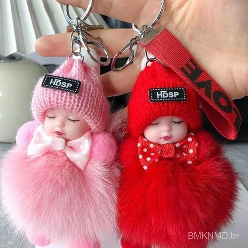Chaveiro de Pelúcia de Bebê Dormindo Fofo, Adequado para Mulheres e Meninas, Pingente para Bolsa, Carro, Mochila