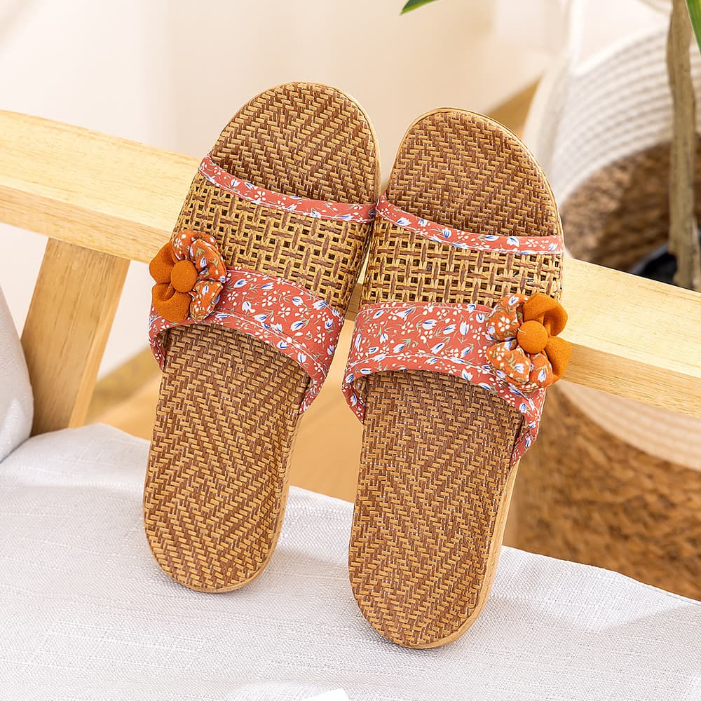 Tapete Floral de linho Rattan palha tecido confortável respirável masculino feminino casa antiderrapante piso de madeira