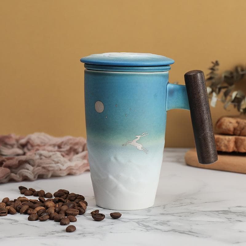 Filtro de copo de Chuan de alta capacidade, copo de chá para fazer montanha e mar, cerâmica com tampa, copo Mashan, esti