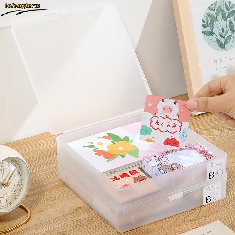 Caixa De Plástico Transparente Kpop Armazenamento De Cartão De Foto Translúcido Desktop Organizadores Cosméticos