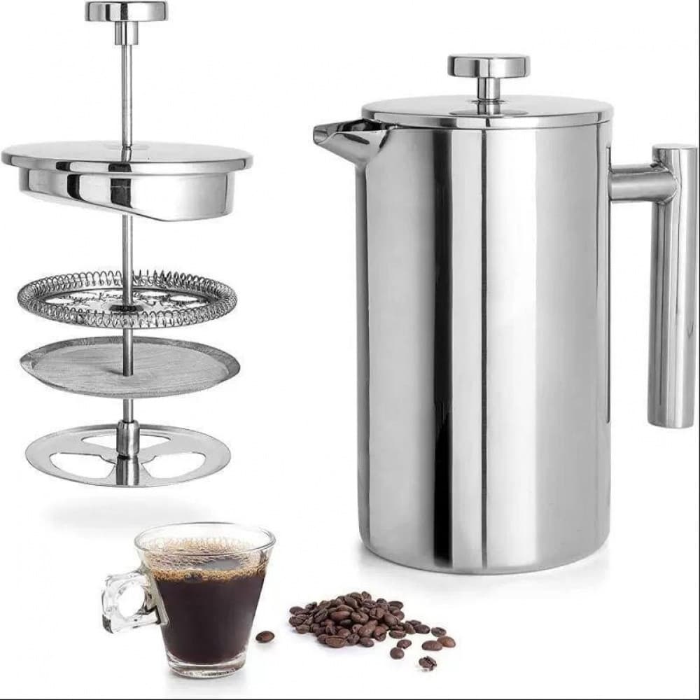 Dupla Camada De Aço Inoxidável 304 Imprensa Francesa Térmica Cafeteira Filtro Grande Capacidade Casa Mão Gotejamento Lei