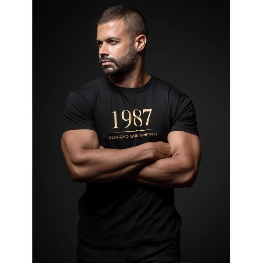 Camiseta ano de nascimento Urbana Casual Top Elegante frase Geração Que Constrói Confeccionada em algodão confortável