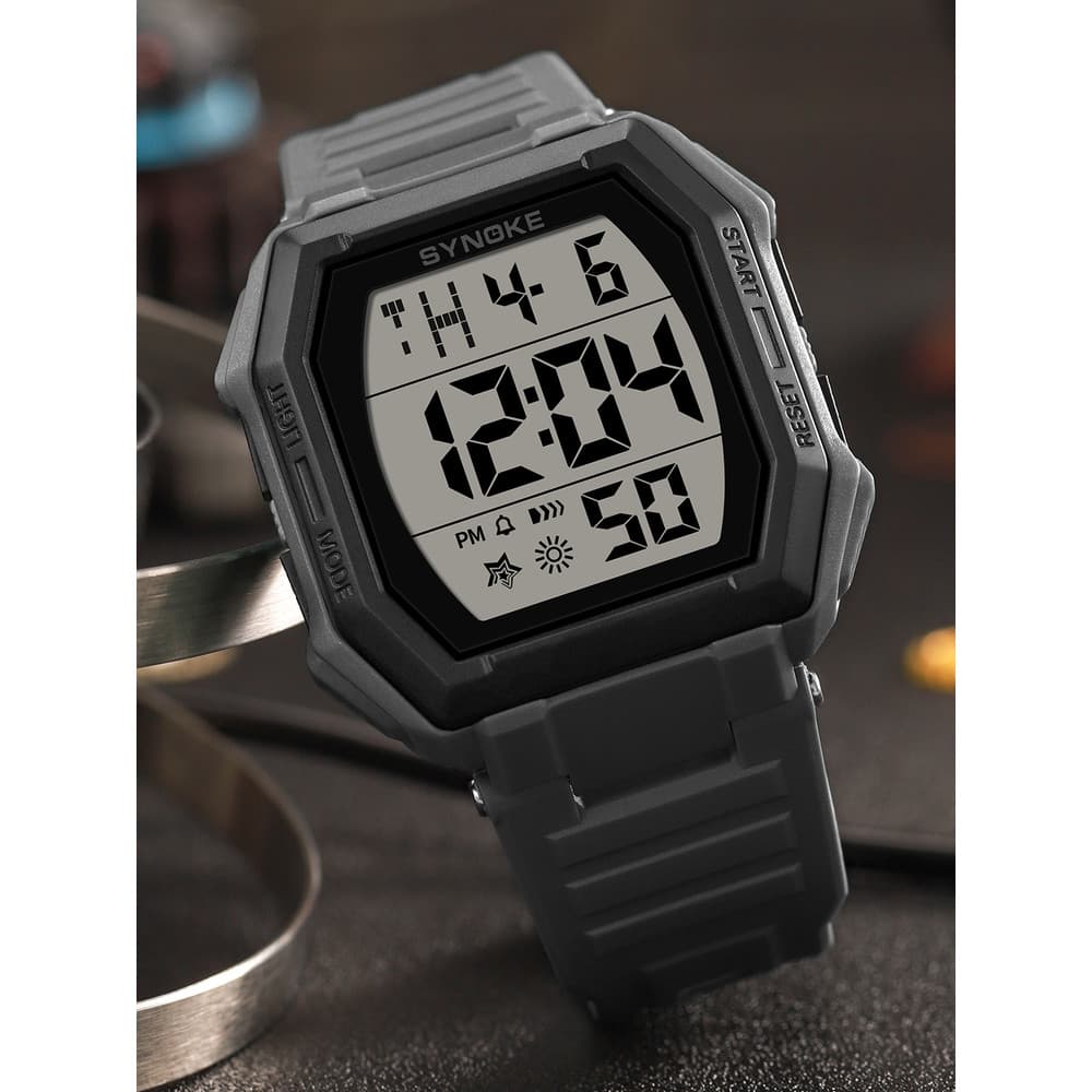 SYNOKE Momento Novo Estilo Tela Grande Moda Tendência Esportes Relógio Eletrônico Masculino Estudante Multifuncional À P