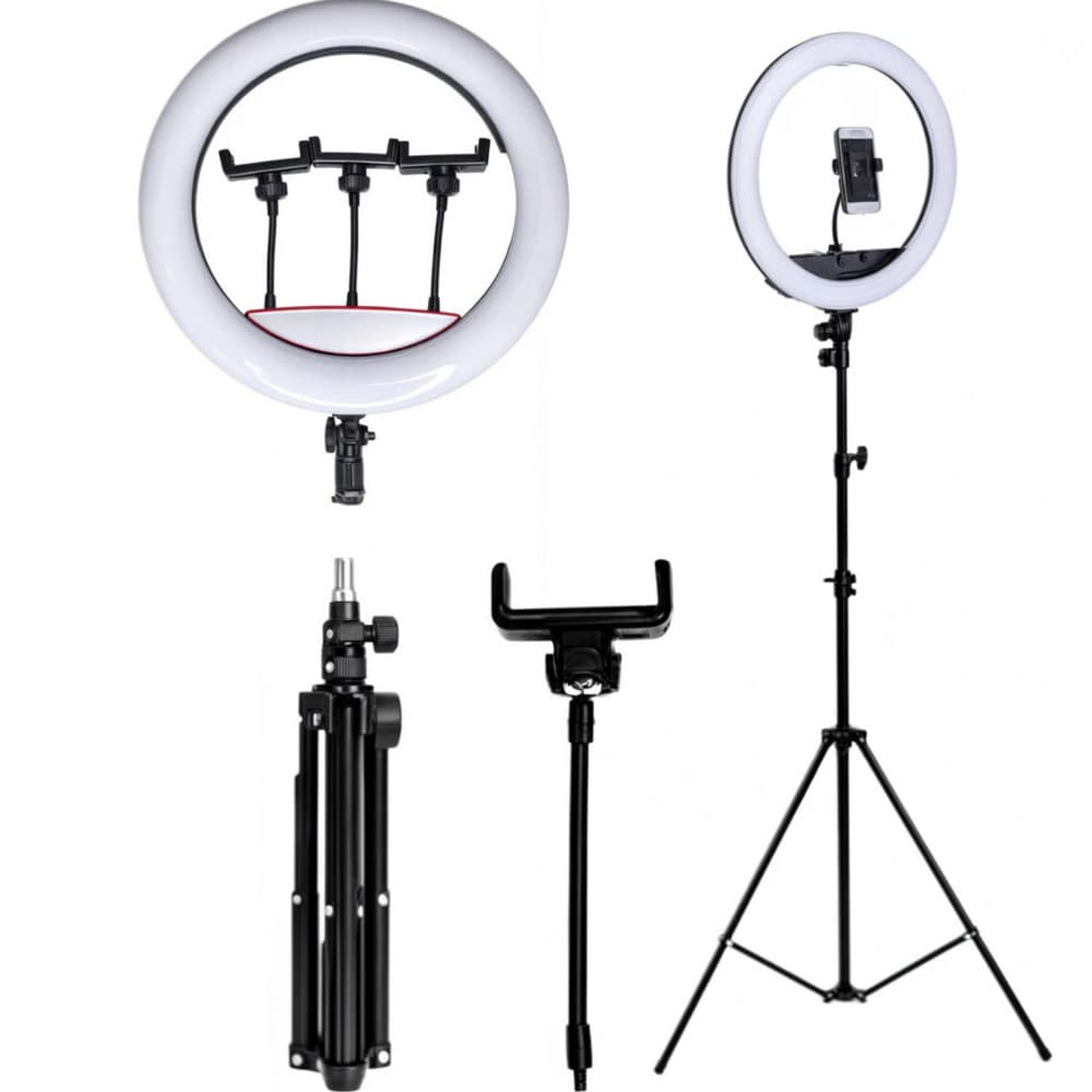 Ring Light Iluminador 36cm 14 Polegadas + tripé 2.1m + 3 suporte de celular