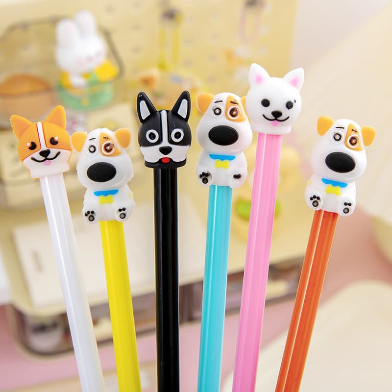 12 Canetas Neutras com Estampa de Cachorrinho Fofo, Material Escolar para Estudantes, Prêmios e Presentes 6YX7