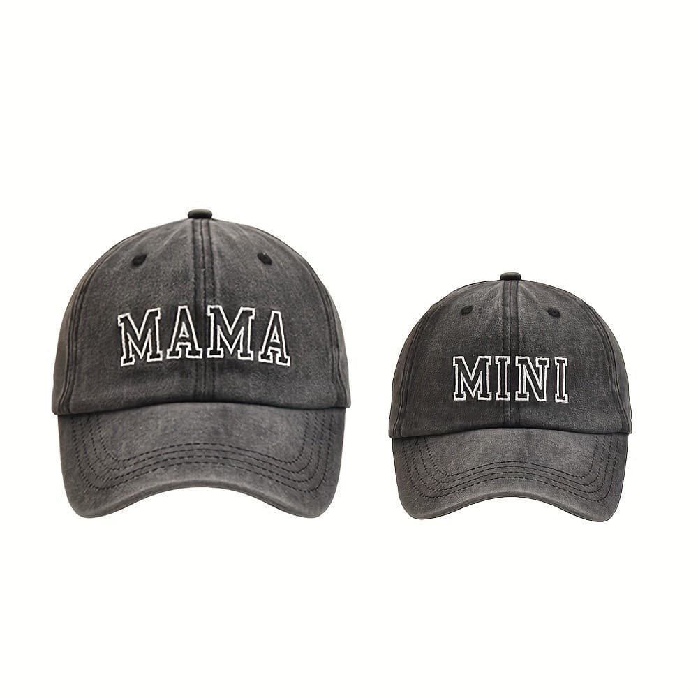 Conjunto de 2 Bonés de Beisebol Bordados "MAMA" e "MINI", Bonés de Proteção Solar, Conjunto Moderno para Mãe e Filho H4S