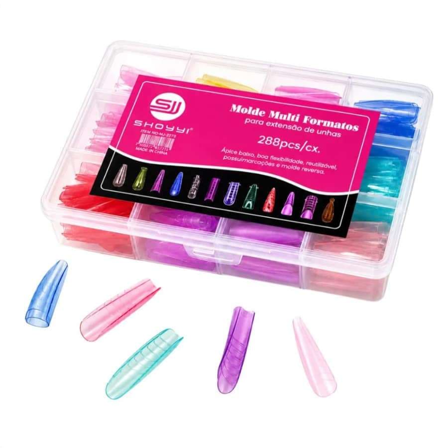 MOLDE 12 MODELOS DE UNHAS POSTIÇAS VARIADOS MULTI COLORIDOS