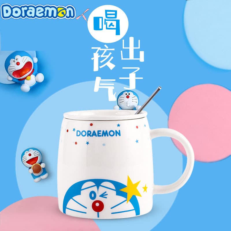 garrafinha de agua infantil garrafa de água infantil garafa de agua infantil Doraemon copo de água azul gordo cerâmica