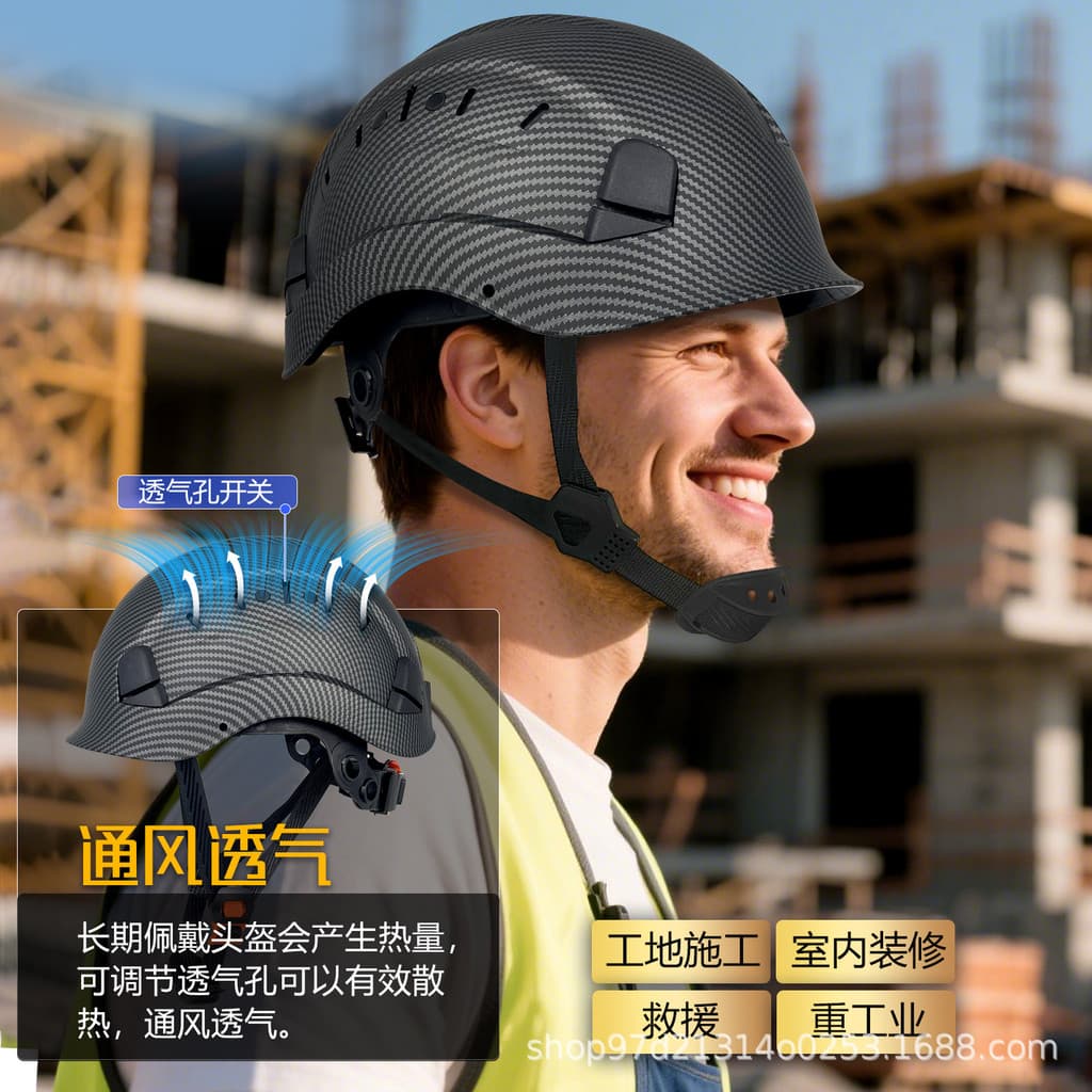 American SAFEBUILDER Capacete de segurança colorido de fibra de carbono Óculos para canteiro de obras Anti-esmagamento C