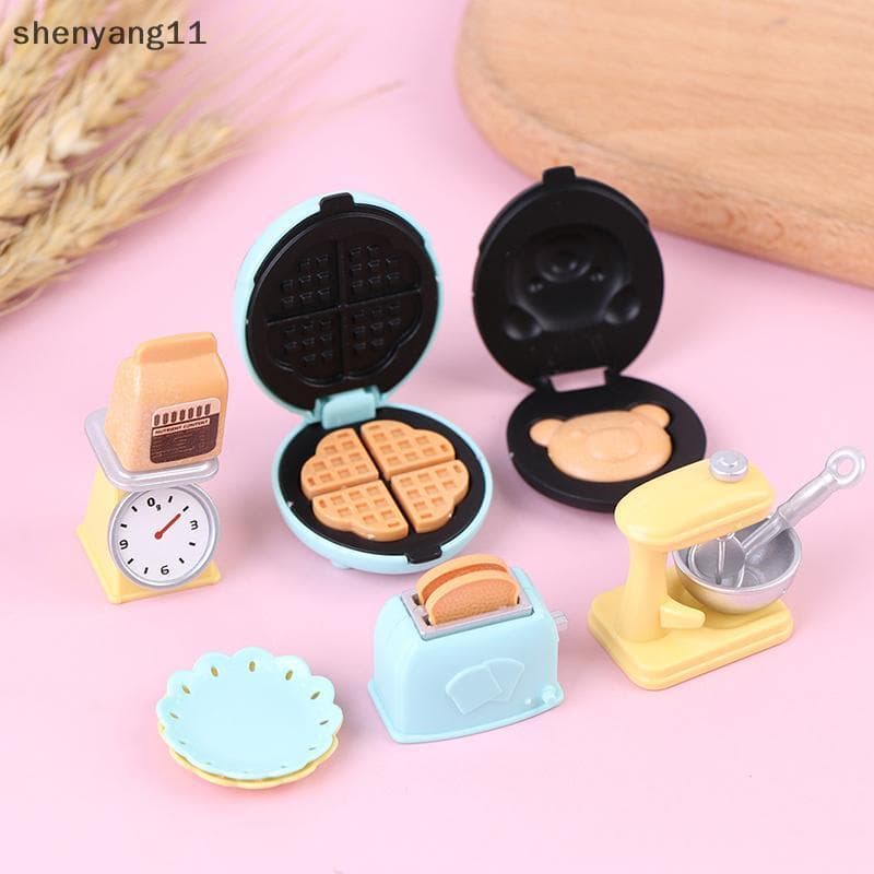 shen 1/12 Casa De Bonecas Em Miniatura DIY Conjunto Cozinha Máquina Pão Liquidificador Balanças Eletrônicas yang
