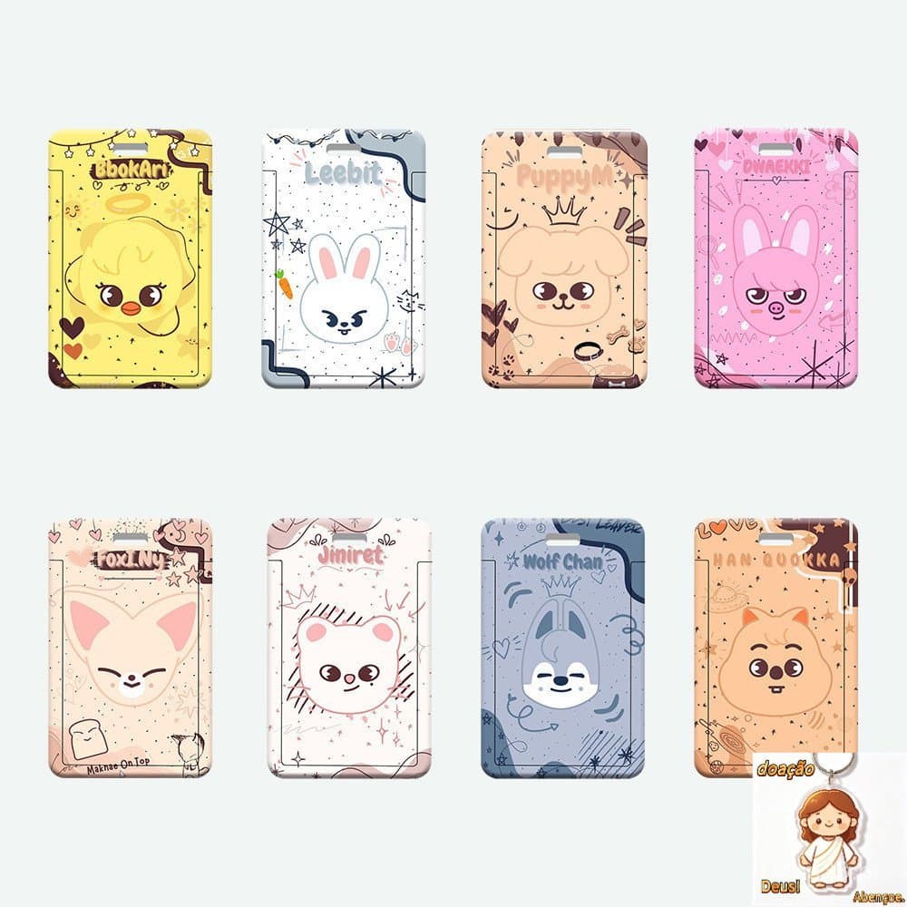 STRAY KIDS Cute SKZOO Push pull Capa Deslizante Para Cartão , Certificado De Chaveiro Integrado
